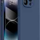 Miracase Designed for iPhone 14 Pro Case with Screen Protector, [Upgraded Camera Protection], Shockproof Liquid Silicone Rubber Phone Case Cover for 14 Pro 6.1 inch, Dark Blue