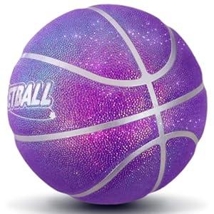 Champhox Basketballs Size 5 for Girls, with A Storage Bag, Durable Soft Touch Rubber 27.5inches Basketball for Youth Kids Skills Practicing Outdoor Back to School Birthday Gifts (Purple, Size 5)