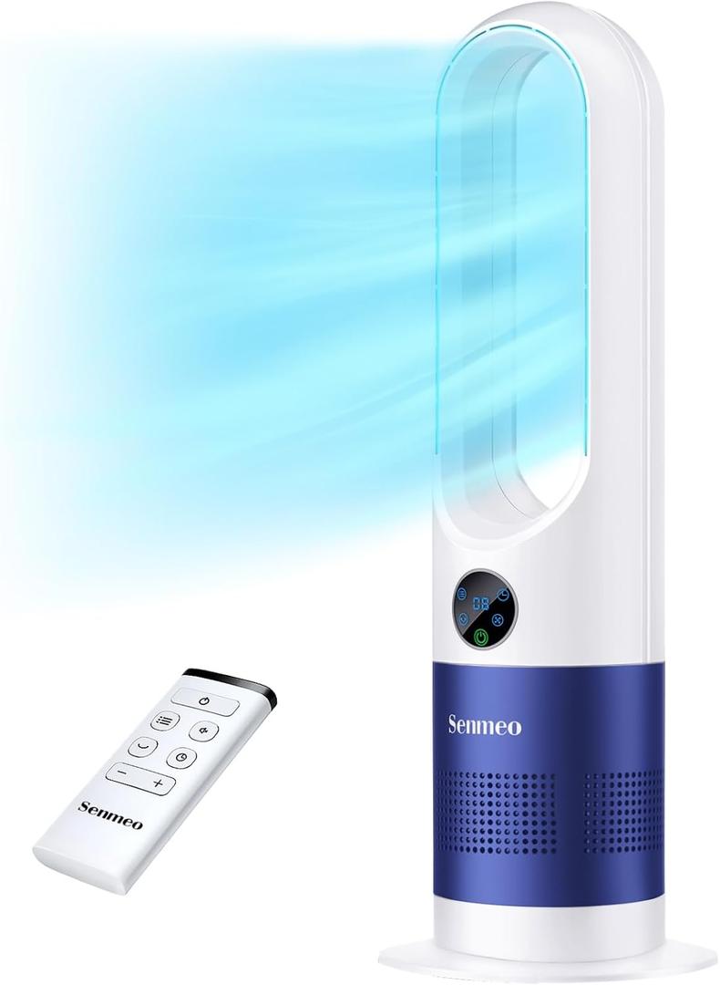 Bladeless Fan, 26" Bladeless Tower Fan with Remote, 8 Speeds, 90 Oscillation, 9 Hour Timer, Large LED Display with Auto Off, Easy to Clean, Standing Floor Fan for Bedroom, Home, Office
