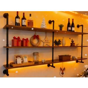Industrial Pipe Wall Shelves Pipe Shelving with Real Wood Plank 70 Inches | Floating Shelves for Wall Farmhouse Pipe Book Shelves Dark Brown 3 Tier for Kitchen,Living Room Decor and Bar Shelving