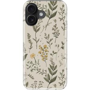 for iPhone 16 Case Cute - Wireless Charging Compatible - Dual-Layer Hard Shell + Silicone Cover - Aesthetic Protective Phone Case for Women - Floral Whisper