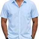 Mens Oxford Short Sleeve Dress Shirts Casual Button Down Shirt | Formal, Button Up, Collared, Regular Fit, Untucked, Lightweight, Breathable, Easy Care, Daily, Business, Office, Wedding, S