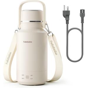 33.8 Oz/1000mL Portable Electric Kettle,304 Stainless Steel Travel Kettle Electric,4 Temp Settings with Holding Heat,600W Fast Boiling Water with Auto Shut-Off and Boil Dry Protection (White)