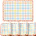 Frienda Set of 4 Easter Placemats 14 x 20 Inch Linen Pastel Gingham Washable Placemat Blue Pink Yellow Buffalo Plaid Table Mats Farmhouse Spring Easter Table Mat for Kitchen Dining Home Decoration