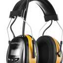 AM/FM Radio Headphones 25dB NRR,Noise Reduction Safety Earmuffs,Digital Display Headset,Powered by AA Battery,Hearing Protection for Walkman Mowing Lawn Work(Yellow)