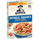 Quaker Oatmeal Squares Breakfast Cereal, Brown Sugar, 21oz Family Size Box (EXP 04/11/27)