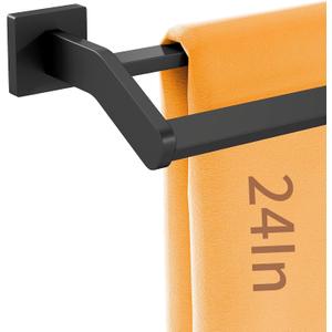 Double Towel Bar, Towel Racks for Bathroom, 24 Inch Heavy Duty Stainless Steel Bathroom Towel Holder Rod Wall Mounted, Bath Towel Rack, Matte Black