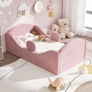 whiffee Toddler Bed, Toddler Floor Bed with Removable Safety Rails, Pink