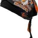 Black Orange Original Just Ride American Eagle Danbanna Head Wrap Durag Doo Rag Skull Cap Biker with Sweatband