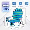 2 Pack Lightweight Portable Camping Beach Chair for Adults, Outdoor Lay Flat Folding Beach Chairs with 5 Positions, Backpack Beach Chair with Towel Bar, Zipper Pouch, Cup Holder, NEW Striped, Oversized