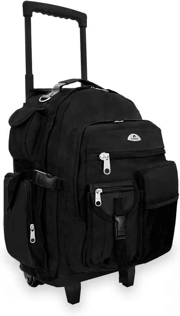 Everest Deluxe Wheeled Backpack, Black, One Size