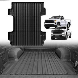 TripleAliners Truck Bed Mat Compatible with 2019-2025 2026 Chevy Silverado 1500/GMC Sierra 1500 Accessories 6.6FT Vehicle Perfectly Flush All Weather Protection TPE Heavy Duty Cargo Mat(Standard Bed)