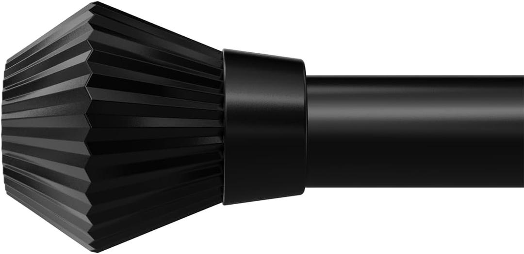 Curtain Rods for Windows 28 to 48 Inch, Black Curtain Rod Adjustable Drapery Rods with Exquisite Finial for Living Room, Bedroom, Kitchen, Outdoor Patio, Black