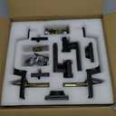 Goldenwarm Double Front Door Lock Set, Black Double Door Handle Set, Matte Black Double Door Handle with Dummy, Modern Double Front Door Hardware Set with Reversible Handle Lever