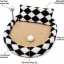FurSo Cat Bed Scratcher Lounge for Indoor Cats Sisal Scratch Pad with Spring Treat Ball, Plush Pillow & Play Toy | Diamond Design | Protects Furniture
