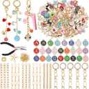 ATJUMP 263Pcs Charms Lip Gloss Keychain Making Kit, DIY Craft Supplies with Charms, Key Chain Hooks, Jump Rings, Lobster Clasps, Chains & Tools, Jewelry Making Kit for Custom Keychains, Bags