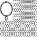 Maitys 100 Pcs Metal Curtain Rings with Eyelet 1.5-inch Inner Diameter Eyelet Curtain Rings for Drapery Clips Hooks for Sliding Window Bathroom Door Shower Rod (Black)