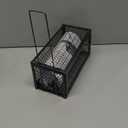 Qualirey 1 Pcs Humane Rat Trap Chipmunk Rodent Mouse Squirrel Trap Small Live Animal Mouse Voles Hamsters Live Cage Rat Cage for Mice Easy to Catch and Release (9.1 x 4.5 x 4.5 Inches,Black)