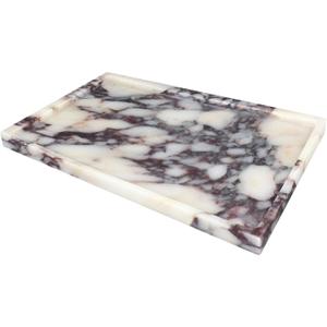 100% Real Luxury Natural Marble Vanity Tray Genuine Calacatta Viola Marble Stone Storage Trays for Home Decor Bathroom Vanity Dresser Kitchen, Non-Resin/Non-Ceramic, 11.7" x 7.8"
