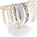 Dahey Headband Holder Metal Headband Organizer Hair Hoop Display Stand, Modern Hair Accessories Organizer Storage Hair Ropes Bracelets Bangles College Dorm Room Decor for Women and Girls, Gold