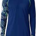 FISHEAL UPF 50+ Mens Swim Shirts, Long Sleeve Sun Protection Shirt, Quick Dry UV SPF Rash Guard for Beach Water Fishing. S