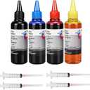 Ink Refill Kit for HP 60 61 63 64 65 902 932 952 950 951 564 Refillable Ink Cartridge for HP Envy 4500 4520 5643 OfficeJet 6500a 6500 6000(4x100ML 1 Black, 1 Cyan. 1 Magenta, 1 Yellow)