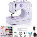 Mini Sewing Machine for Beginners, Complete Portable Sewing Kit with Foot Pedal & Light, 12 Built-in Stitches, Small Household Handheld Repair Kit for Kids Adults, Easy to Use (Purple)