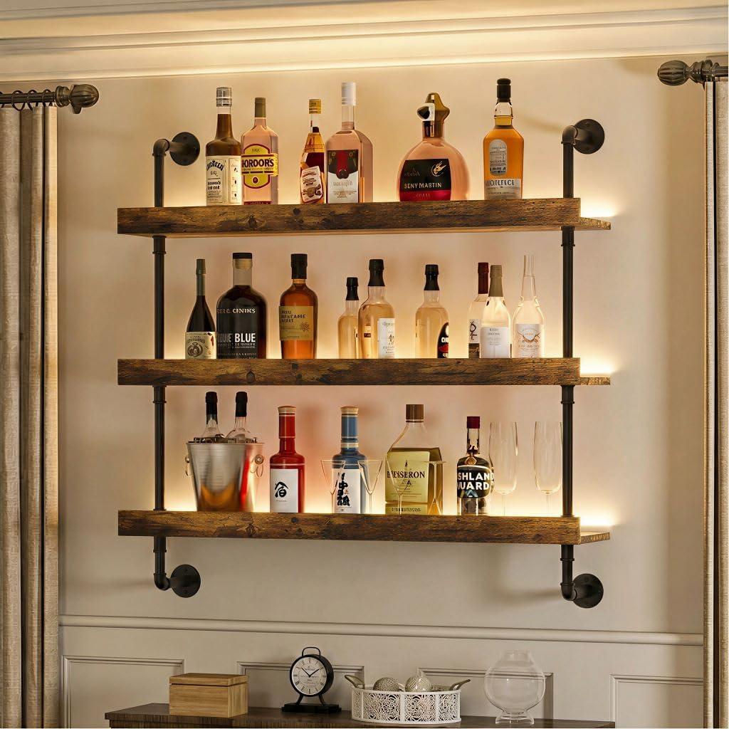 31.5” Wall Mounted Wine Rack with LED Lights