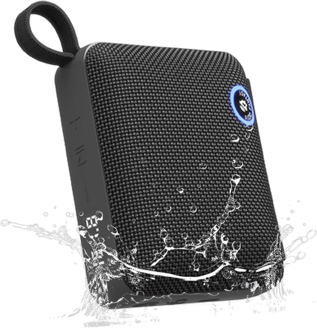 FM Radio Bluetooth Speaker, Portable Bluetooth Speaker,Built-in N45 High-Magnetic Speaker, IP68 Waterproof & Dustproof, Lightweight, 5 Hours Playtime, TWS Pairing, Bluetooth 5.3 (Classic, Black)