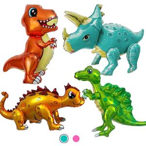 Giant 3D Dinosaur Balloon for Birthday Party Decorations, Cute Self Standing Dino Balloons, Aluminium Foil Balloons for Birthday Party Supplies Decor (4pack Dino) (Blue)