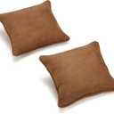 Blazing Needles, L.P. Corded Microsuede Throw Pillow, 18" x 18", Saddle Brown, Count of 2