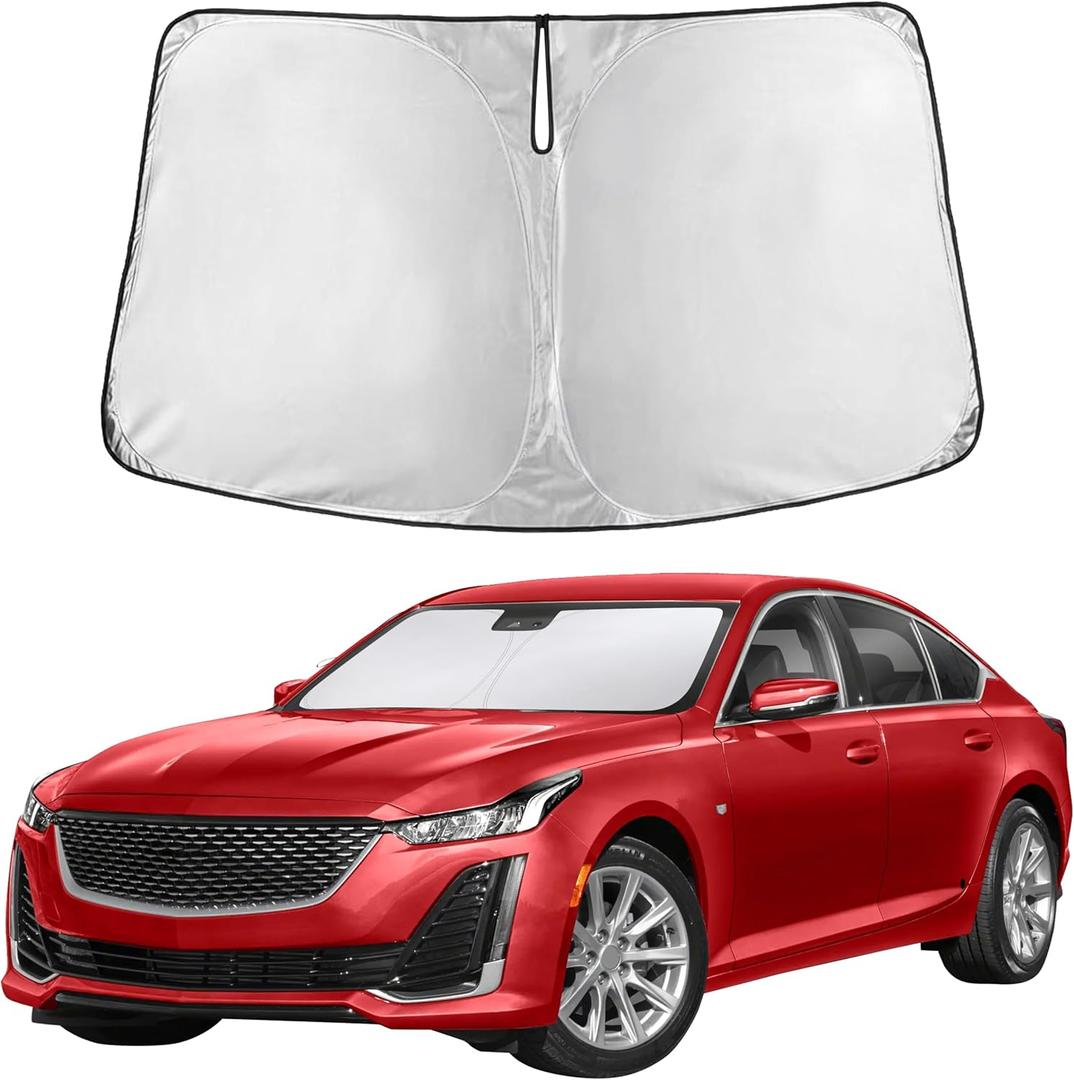 EcoNour Windshield Sunshade Compatible for Cadillac CT5 2020-2024 2025 2026, Sun Visor for Front Windshield & Window Sun Shade Cover, UV Heat Blocker & Protector, Car Accessories