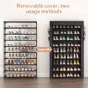 LANTEFUL Shoe Rack with Covers - 10 Tiers Tall Shoe Rack Organizer Large Capacity Shoe Shelf Storage 40 Pairs Space Saving Vertical Shoe Storage Organizer for Closet, Entryway, Dorm, Bedroom