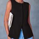 PRETTYGARDEN Women's Summer Suit Vest Tops 2025 Dressy Business Casual Sleeveless Button Down Trendy Fashion Blazer Waistcoat (Large, Black)