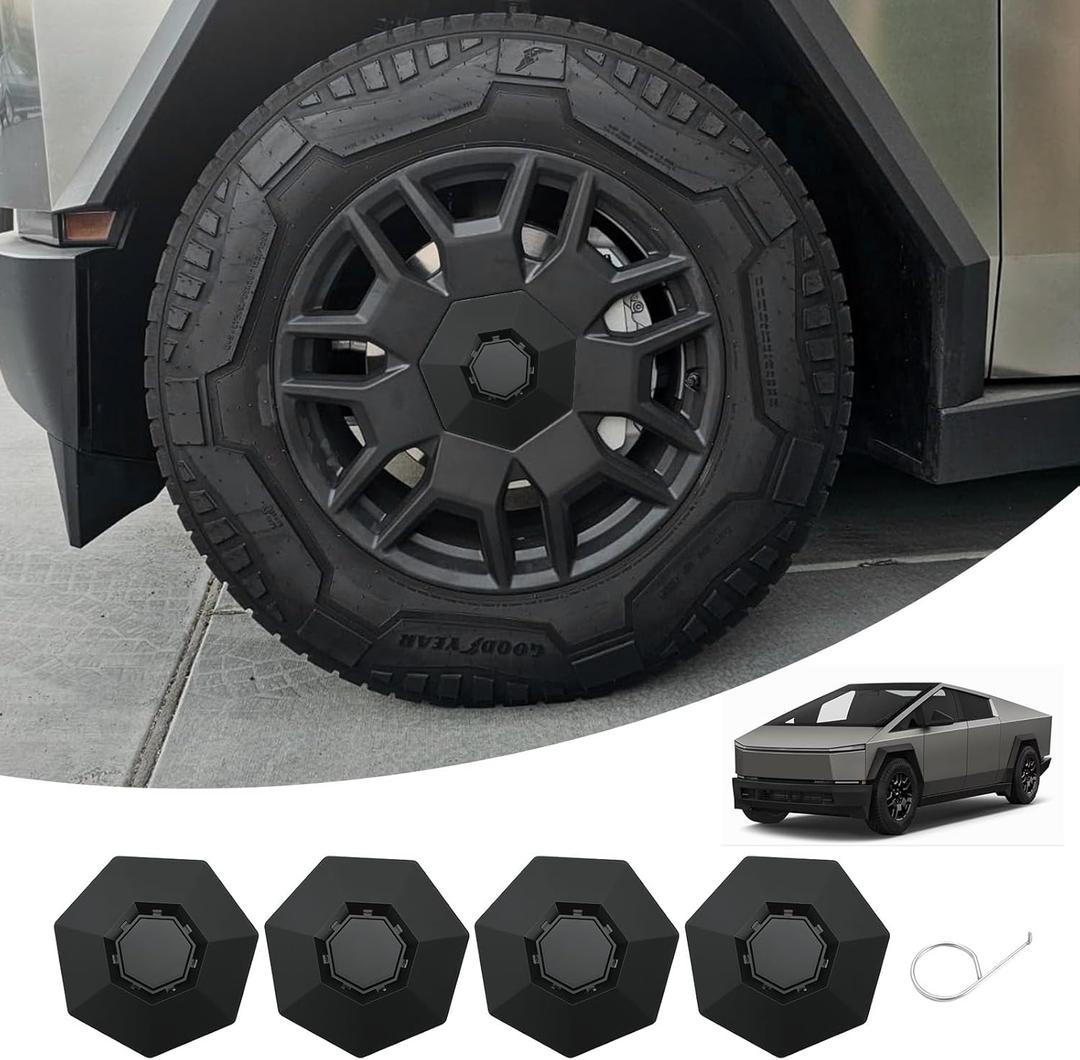 4PCS Wheel Center Caps for Tesla Cybertruck 2024 2023 Full Coverage Wheel Center Hub Caps Cover,Removable ABS Center Hub Cover Easy to Install Rust Dust Resistant Cybertruck Accessories