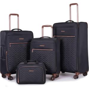 Travelhouse Softside 3 Piece Luggage Sets, 4 Piece Expandable Soft Sided Suitcase with Spinner Wheels, Lightweight Travel Set with Underseat Duffel Bag (16/20/24/28)