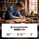 Wood Structural Screws Lag Screws Timber Screws Star Head Exterior Heavy Duty Rust Resistant Star Drive Bit Included (#14 x 3, Black, 50 pcs)