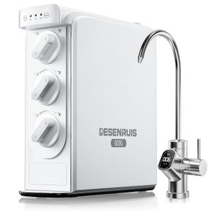 DESENRUIS Reverse Osmosis System, Dual RO Water Filter, 800 GPD Fast Flow, 3:1 Pure to Drain, Tankless Under Sink RO System, Reduce PFAS & TDS, Smart LED Faucet