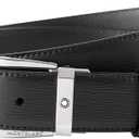 MONTBLANC Black Leather Belt- Black116706, Brand Size 47