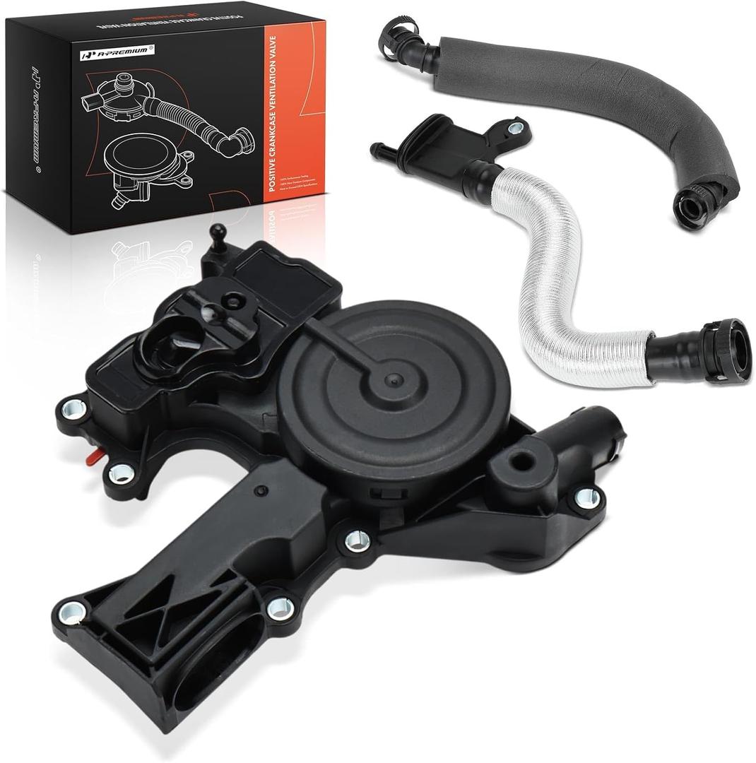 A-Premium PCV Valve Engine Crankcase Vent Valve Oil Separator Breather Hose Kit Compatible with Audi A3 A4 A5 Q5 TT & Volkswagen Jetta Passat Tiguan Beetle GTI CC Eos, 1.8L 2.0L, Replace# 06H103495B