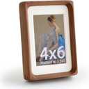 Walnut Wood Picture Frame,Picture 3.5x5 with Mat or 4x6 Without Mat,Standing Desk Photo Frame 4 by 6,Plexiglass,Tabletop or Wall Display