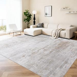 HOMBYS Modern Abstract Vinyl Rug for Living Room, 5x7 ft Waterproof Floor Mat for Kitchen, Non-Slip No Pile Area Rugs for Under Dining Table, Easy Clean Stain Resistant Mat for Bedroom (4'10" x 6'11" (Rectangular))