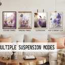 KDHTY Purple Room Decor Lavender Wall Art,Vintage Purple Room Decor Bathroom Wall Art for women,Retro Lavender Flower Wall Decor Decorations for Bathroom Kitchen Living Room,8x10 Unframed,set of 4