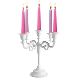 Rely+ 5 Arm Candelabra Taper Candle Holders Decorations Indoor Kitchen Dcor Table Candles Candlestick Candelabra Centerpiece (White)