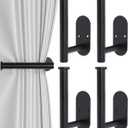 4pcs Curtain Holdbacks, Screw-in Curtain Tiebacks Curtain Tie Backs Curtain Holders for Wall Mounted Curtain Pull Backs for Drapes, Curtain Side Holders Hooks, 304 Stainless Steels, Black