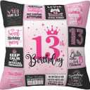13th Birthday Gifts for Girls, 13 Year Old Girl Birthday Gift Ideas, 13 Yr Old Girl Presents Decorations for Girls Throw Pillow Covers 18x18 Inch