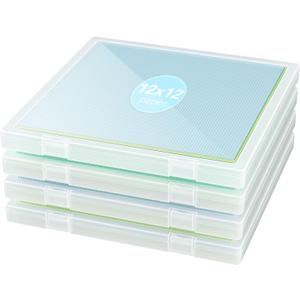 Denkee 12 x 12 Paper Storage, 4 Pack Scrapbook Paper Organizer Storage, Craft Organizers Box, Portable Storage Containers for Board Game, Craft, Art Supplies