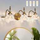 Montex Brass Bathroom Light Fixtures, Gold Vanity Light Vintage, Bathroom Vanity Light Fixtures, Wall Sconces Lighting for Bedroom, Living Room, Hallway, 3 Lights (Large)