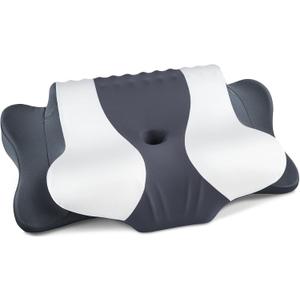 DONAMA Cervical Neck Pillow for Pain Relief, Cervical Pillow with Memory Foam Ergonomic Pillows with Dual Heights for Back, Stomach and Side Sleepers Kids' Floor Pillows Cushions (Light Grey, 2715")