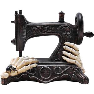 Indoor Halloween Decorations, Sewing Machine Resin Halloween Statue Skeleton Hands Gothic Figurines Decoration for Home Mantle Fireplace Party Tabletop Decor